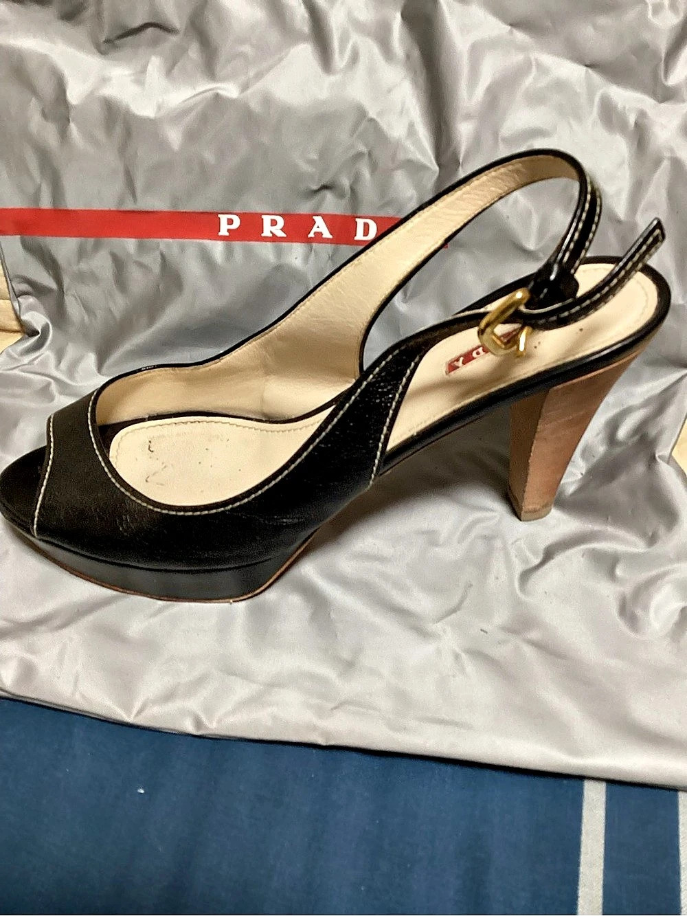 Prada Slingback Platform Heels Black EU 39 1/2 - Picture 3 of 5